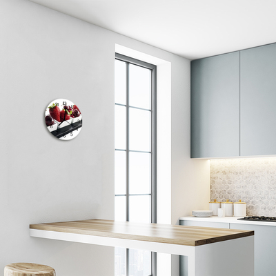 Ronde glazen wandklok Aardbei