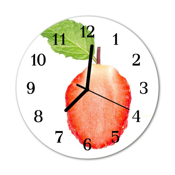 Ronde glazen wandklok Aardbei