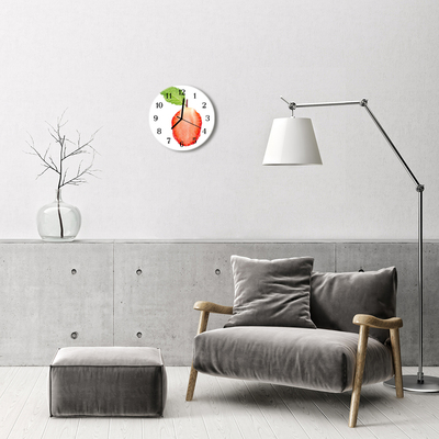 Ronde glazen wandklok Aardbei