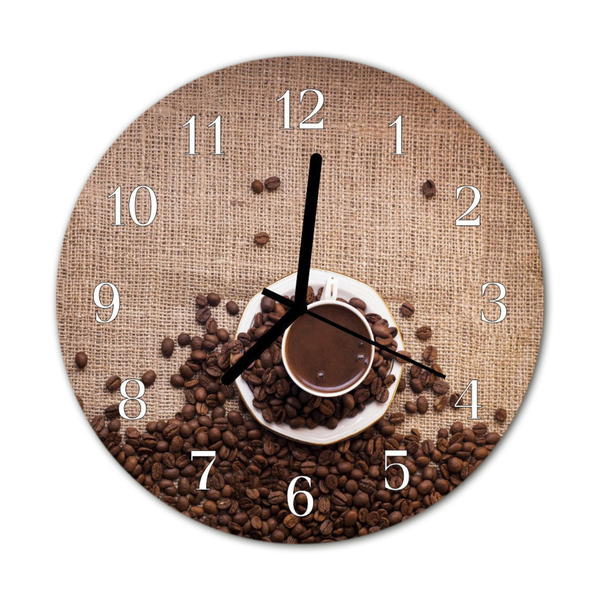 Ronde glazen wandklok Koffiebonen