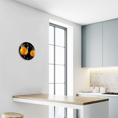 Ronde glazen wandklok Sinaasappels