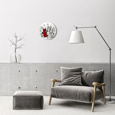 Ronde glazen wandklok Duivelse engel