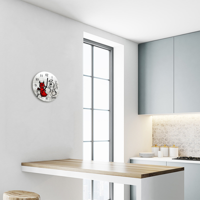 Ronde glazen wandklok Duivelse engel