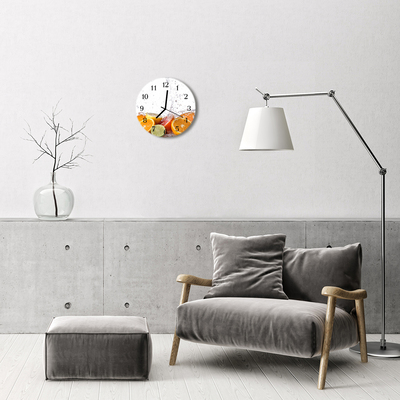 Ronde glazen wandklok Sinaasappels