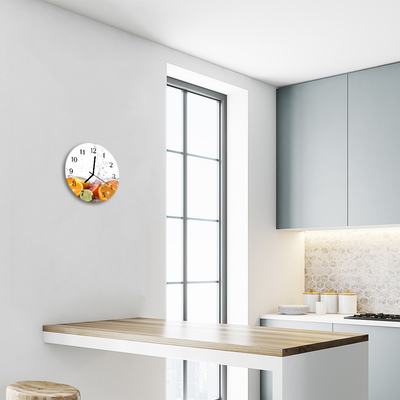 Ronde glazen wandklok Sinaasappels
