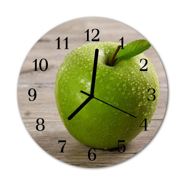 Ronde glazen wandklok Appels