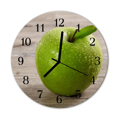 Ronde glazen wandklok Appels