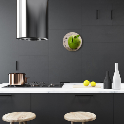 Ronde glazen wandklok Appels