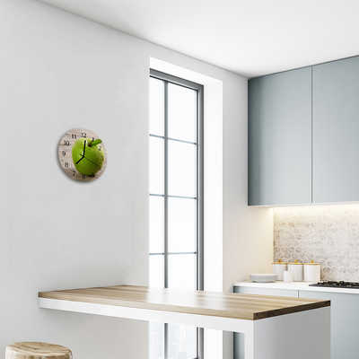 Ronde glazen wandklok Appels
