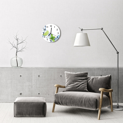 Ronde glazen wandklok Muntkalk
