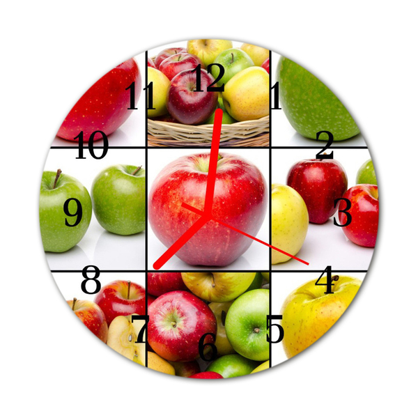 Ronde glazen wandklok Appels