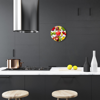 Ronde glazen wandklok Appels