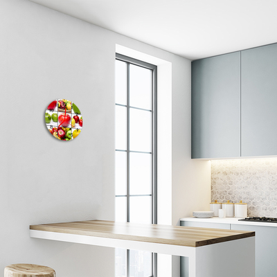 Ronde glazen wandklok Appels