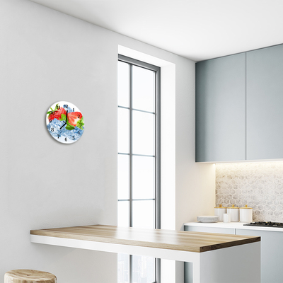 Ronde glazen wandklok Aardbeienijs