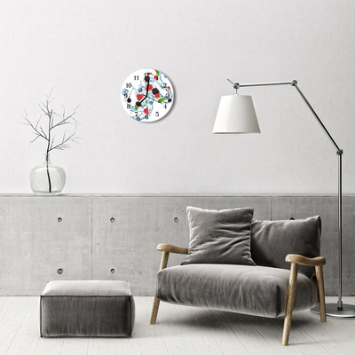 Ronde glazen wandklok Ijsblokjes