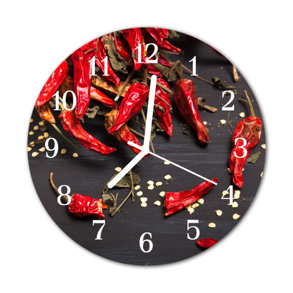 Ronde glazen klok Chili peper
