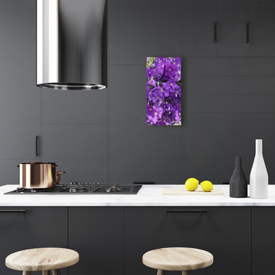 Rechthoekige glas klok Purple primrose flowers