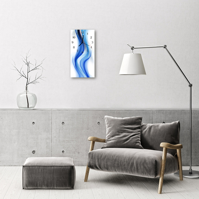 Rechthoekige glas klok Art lines wave blue