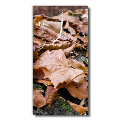 Rechthoekige glas klok Natuur vertrekt. Herfst bruin