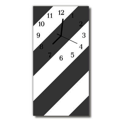 Rechthoekige glas klok Black play stripes white