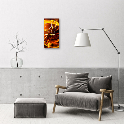 Rechthoekige glas klok Gouden lijnen oranje abstractie