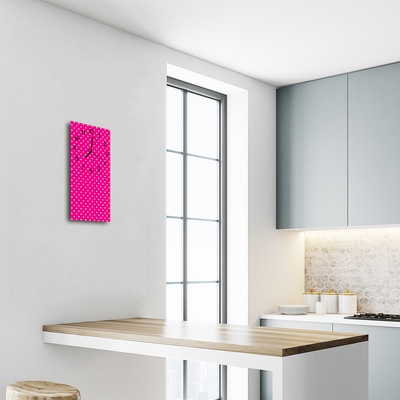 Rechthoekige glas klok Kunst dot dots roze