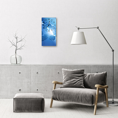 Rechthoekige glazen wandklok Nature sky asteroids blauw