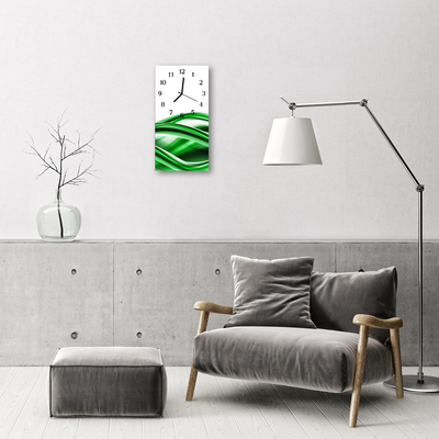 Rechthoekige glazen wandklok Kunst abstractie golf groen