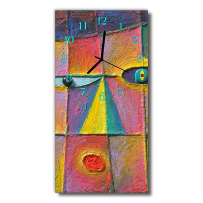 Rechthoekige glazen wandklok Kunst abstractie kleurrijke print