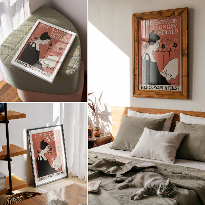 Decoratieve poster Vrouw die een krant leest in art nouveau-stijl door Ethel Reed