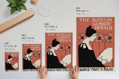 Decoratieve poster Vrouw die een krant leest in art nouveau-stijl door Ethel Reed