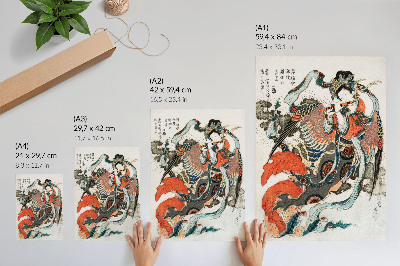 Wandposter Japanse Hokusai in vintage ukiyo-e-stijl