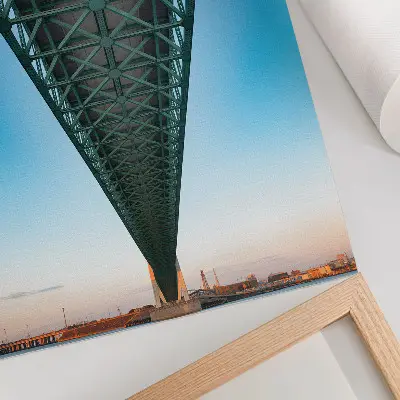 Poster vakwerkbrugconstructie met symmetrische moderniteit