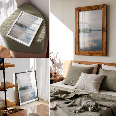 Decoratieve poster Rustig water, weerspiegeling van bomen in het landschap