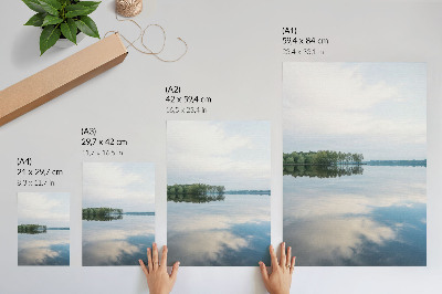 Decoratieve poster Rustig water, weerspiegeling van bomen in het landschap