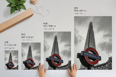 Wandposter Moderne wolkenkrabber metro-reclamebord minimalistische compositie