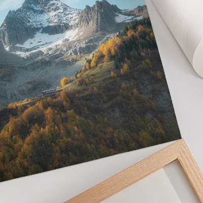 Poster Bergen en bossen in herfstkleuren