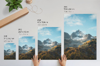 Poster Bergen en bossen in herfstkleuren