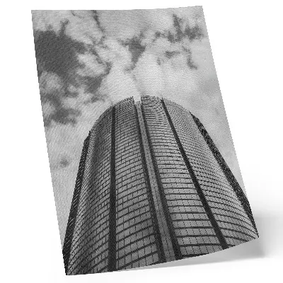 Decoratieve poster moderne wolkenkrabber met symmetrisch en elegant ontwerp