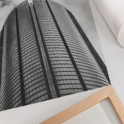 Decoratieve poster moderne wolkenkrabber met symmetrisch en elegant ontwerp