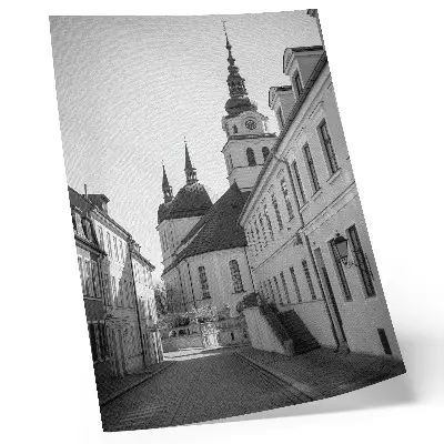 Wandposter met historische gebouwen en elegante architectonische details