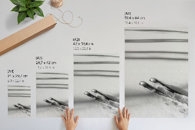Poster Minimalisme wit grijs ski's schaduwen rust