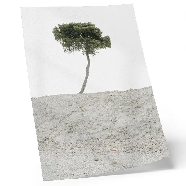 Decoratieve poster eenzame boom op een lichte achtergrond in minimalistische stijl