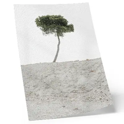 Decoratieve poster eenzame boom op een lichte achtergrond in minimalistische stijl