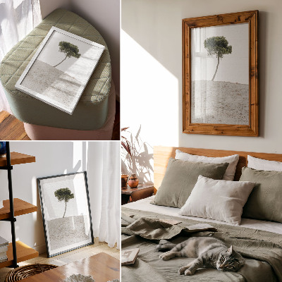 Decoratieve poster Eenzame boom op een lichte achtergrond, minimalisme
