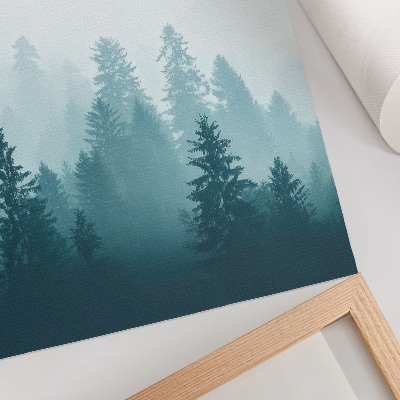 Wandposter Zachte mist, bosvogel hoog boven de bomen
