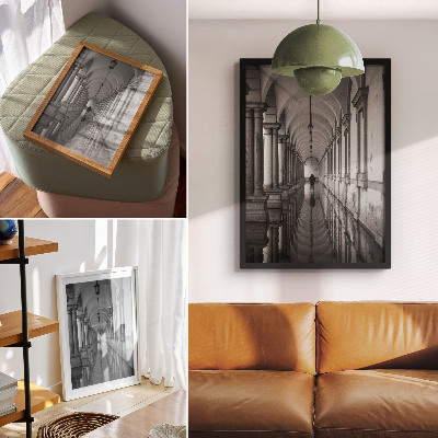 Decoratieve poster Monochromatische symmetrie architectuur perspectief