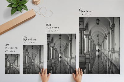 Decoratieve poster Monochromatische symmetrie architectuur perspectief