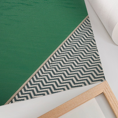 Wandposter Groen met een geometrisch zwart-wit patroon.