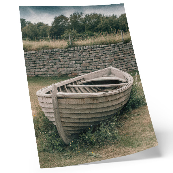 Poster Verlaten boot grasmuur natuur rust